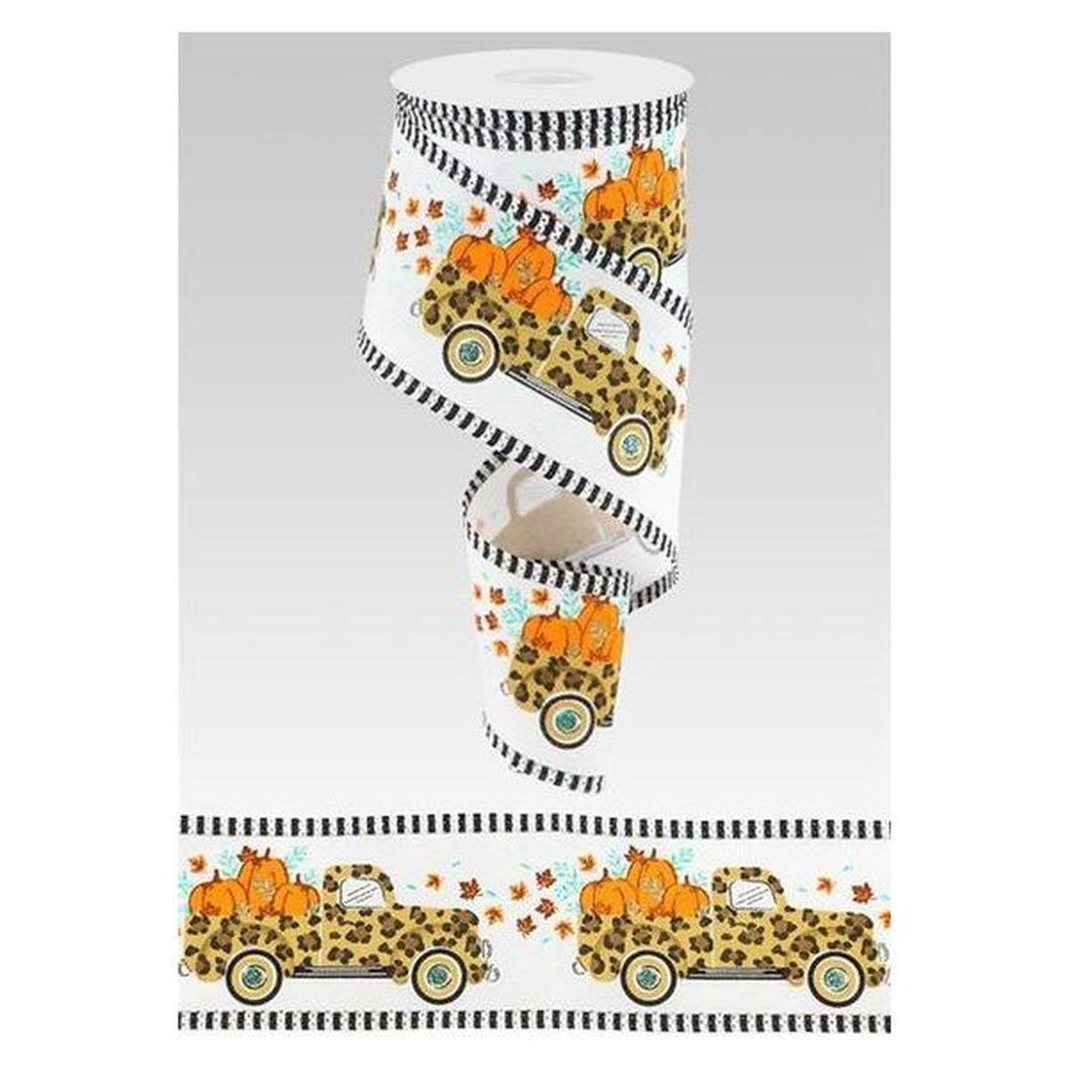 Shop For 2.5" Leopard Truck Stripe Edge Ribbon: White (10 Yards) at Michelle's aDOORable Creations