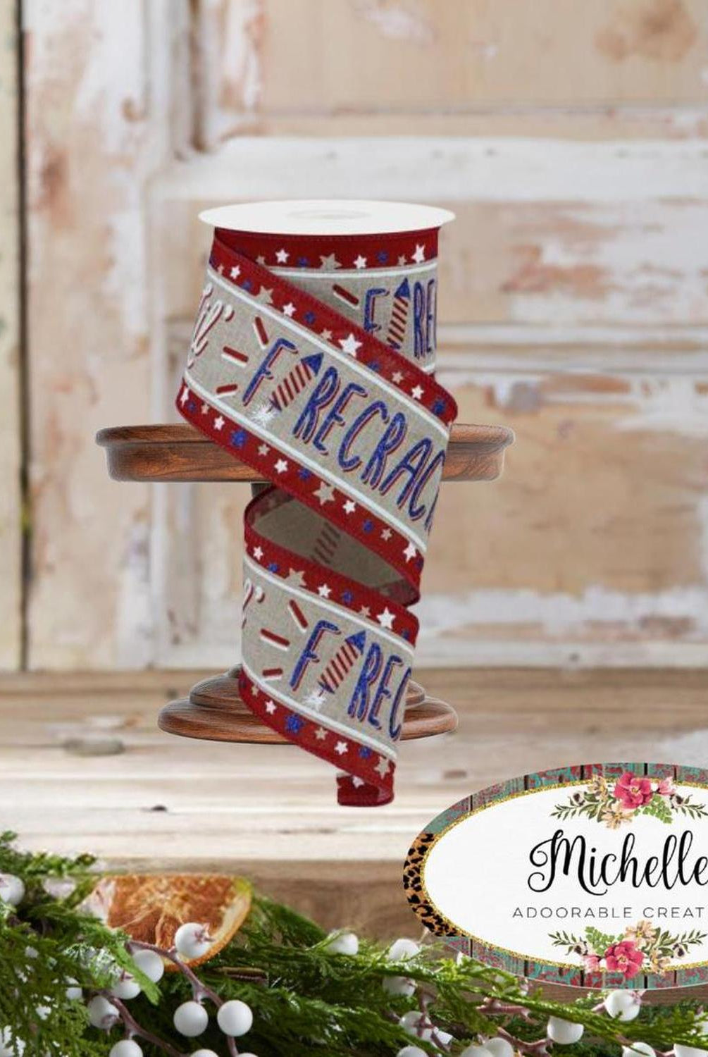 Shop For 2.5" Lil Firecracker Patriotic Ribbon: Natural (10 Yards)