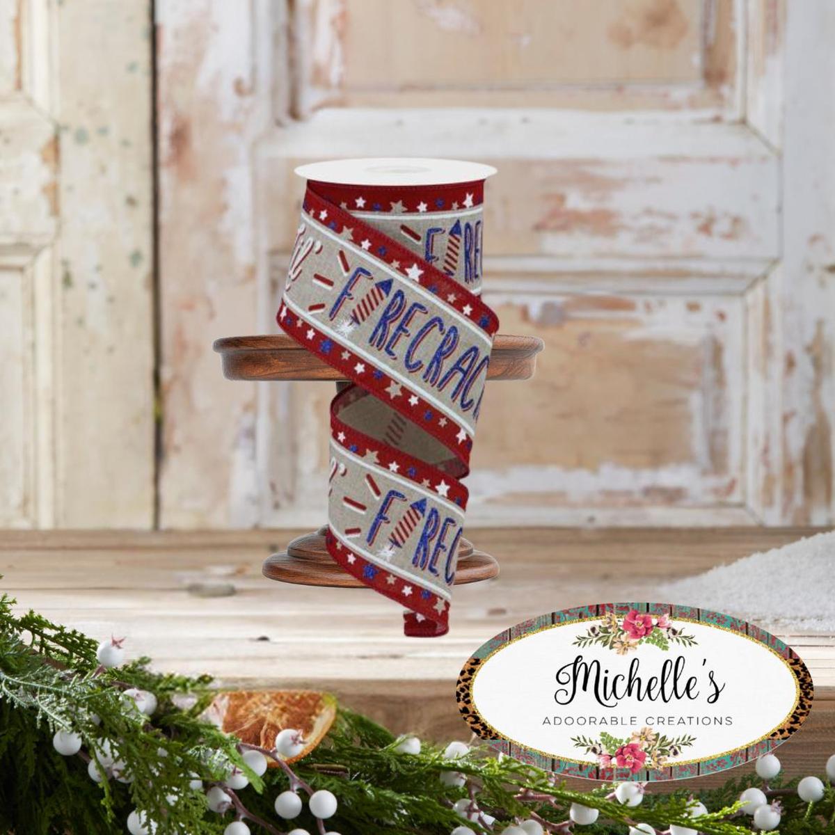 Shop For 2.5" Lil Firecracker Patriotic Ribbon: Natural (10 Yards)