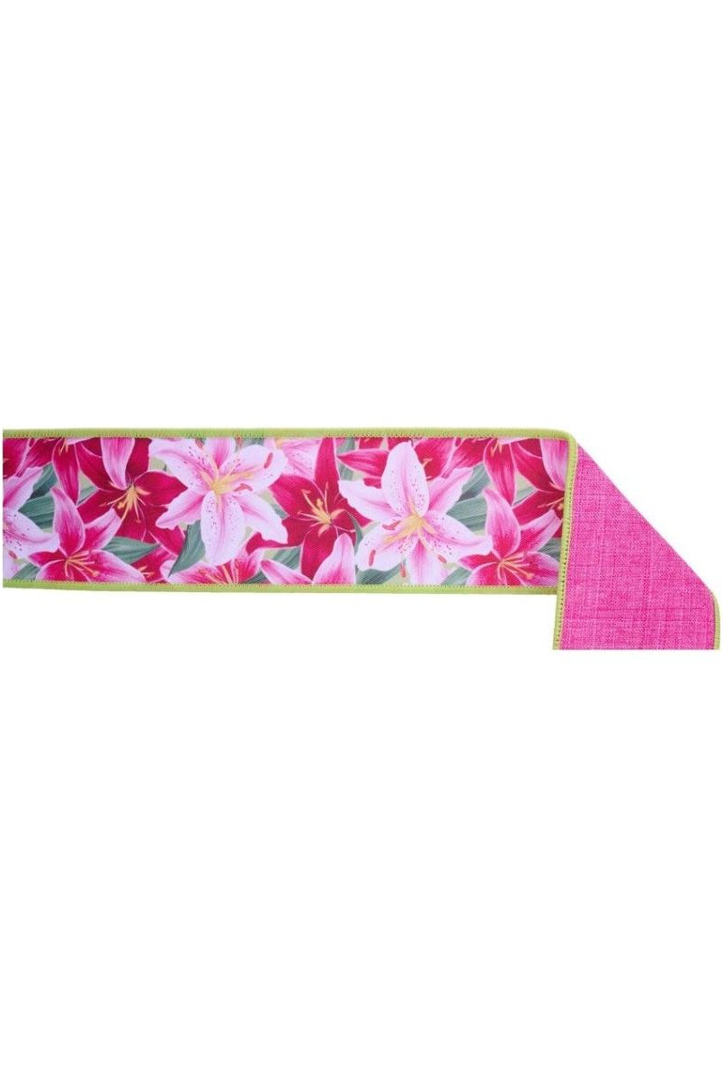 Shop For 2.5" Lilies Fused Back Ribbon: Pink (10 Yards) at Michelle's aDOORable Creations