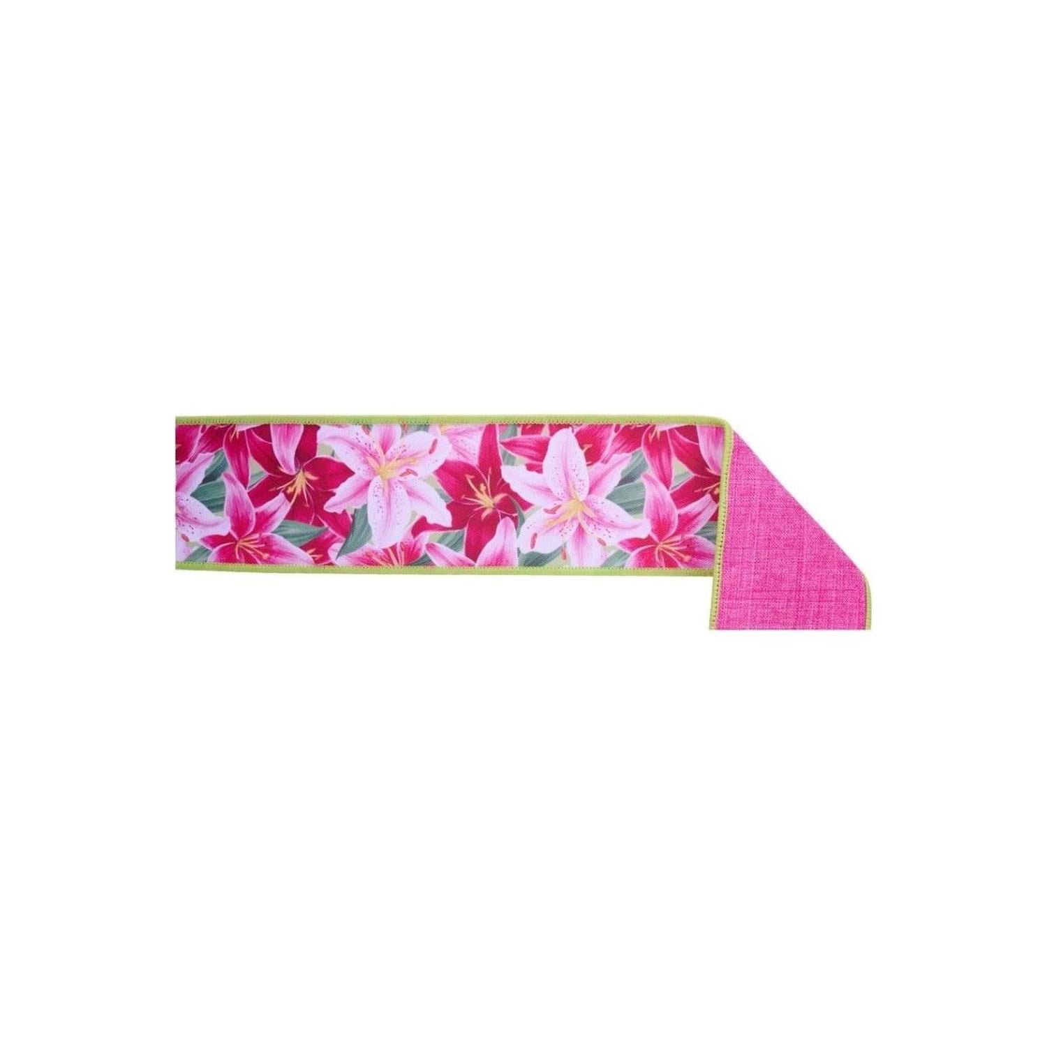 Shop For 2.5" Lilies Fused Back Ribbon: Pink (10 Yards) at Michelle's aDOORable Creations