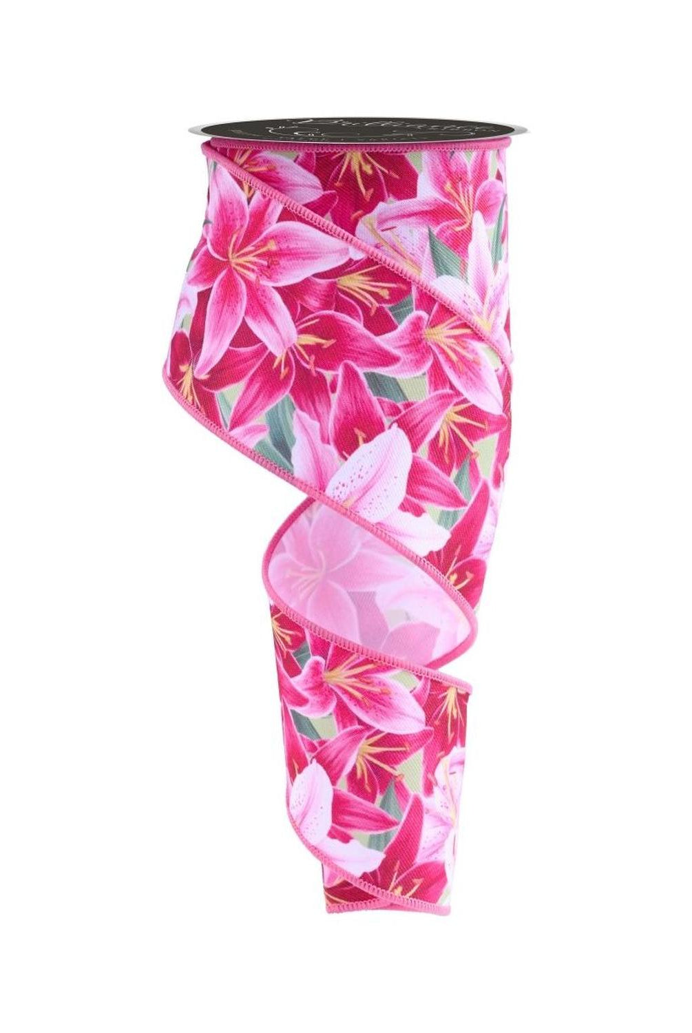 2.5" Lilies Ribbon: Pink (10 Yards)
