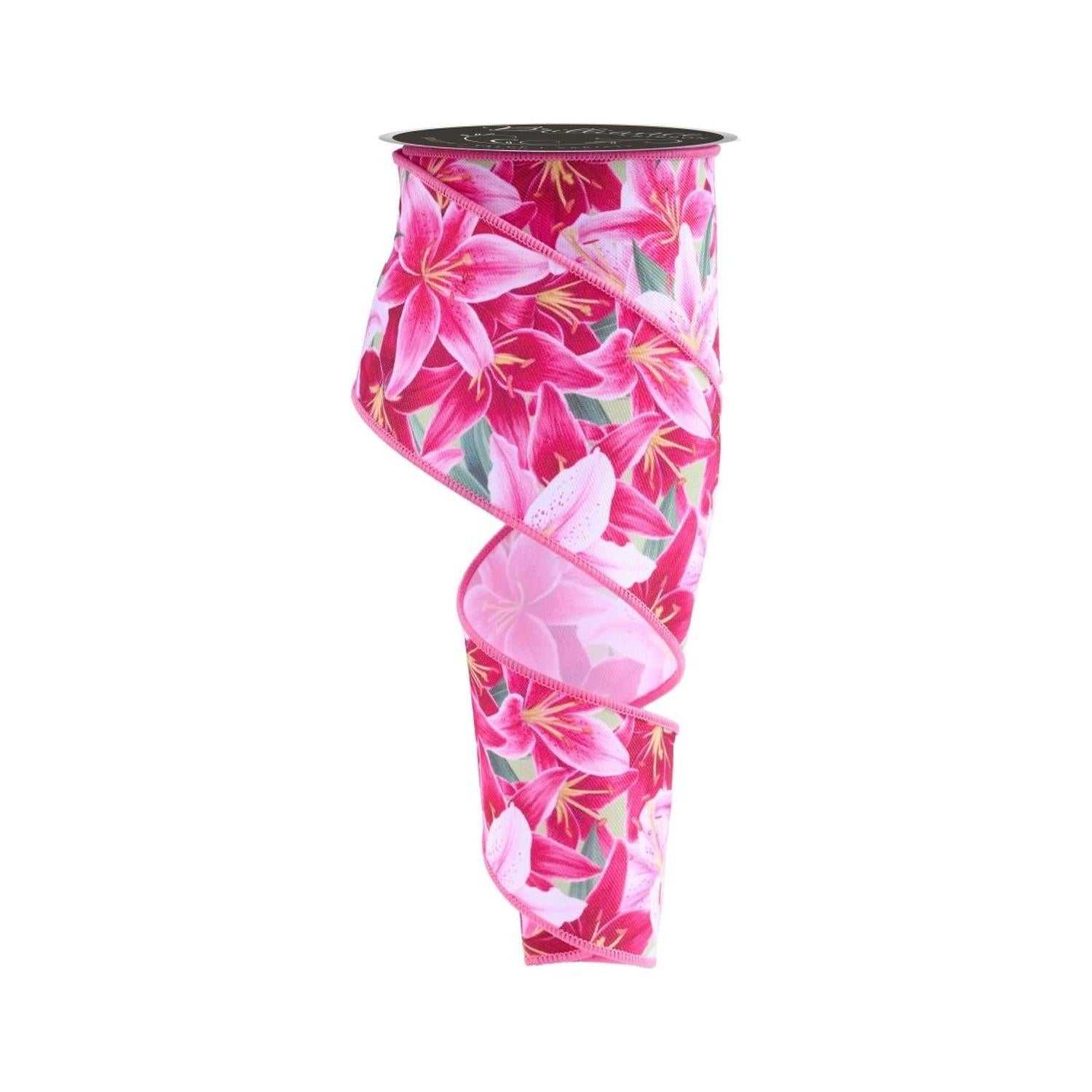 Shop For 2.5" Lilies Ribbon: Pink (10 Yards)