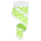 Shop For 2.5" Line Check Lace Ribbon: Lime Green (10 Yard) at Michelle's aDOORable Creations