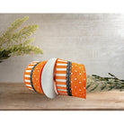 Shop For 2.5" Linen Dots & Stripes Ribbon: Orange, Black, White (10 Yards) at Michelle's aDOORable Creations