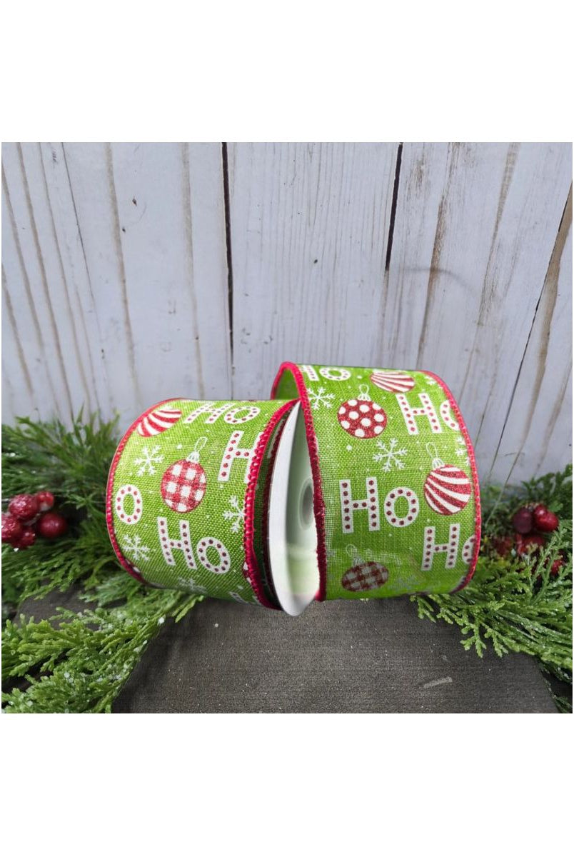 Shop For 2.5" Linen Ho Ho Ho Ribbon: Lime Green (10 Yards)