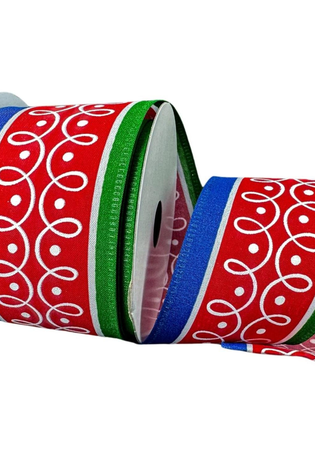2.5" Loop Patterns Ribbon: Red & Green (10 Yards)