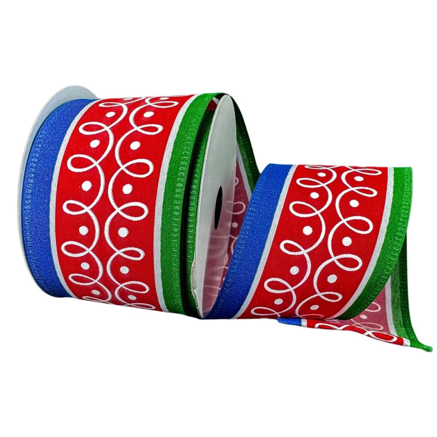 Shop For 2.5" Loop Patterns Ribbon: Red & Green (10 Yards)