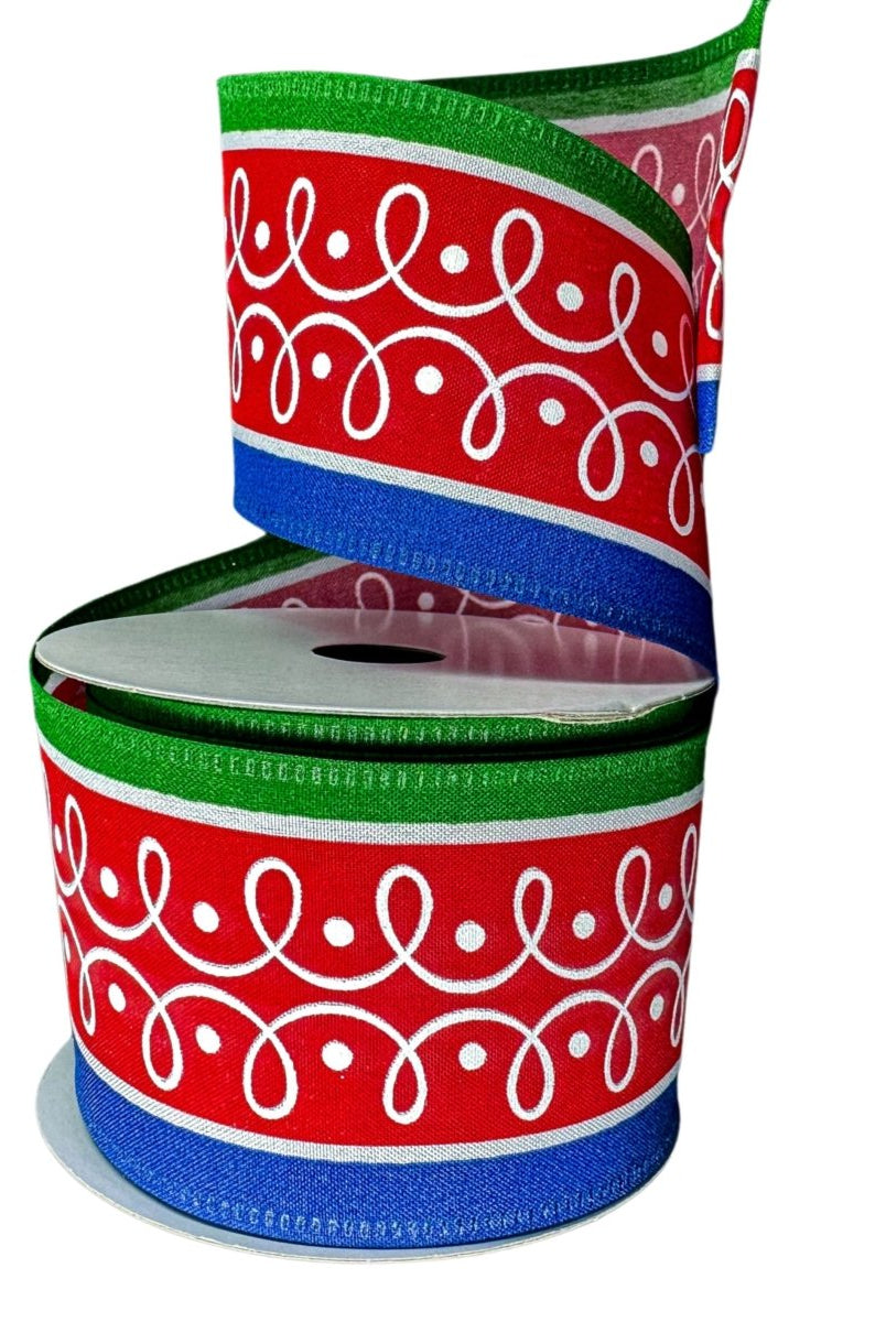 Shop For 2.5" Loop Patterns Ribbon: Red & Green (10 Yards)