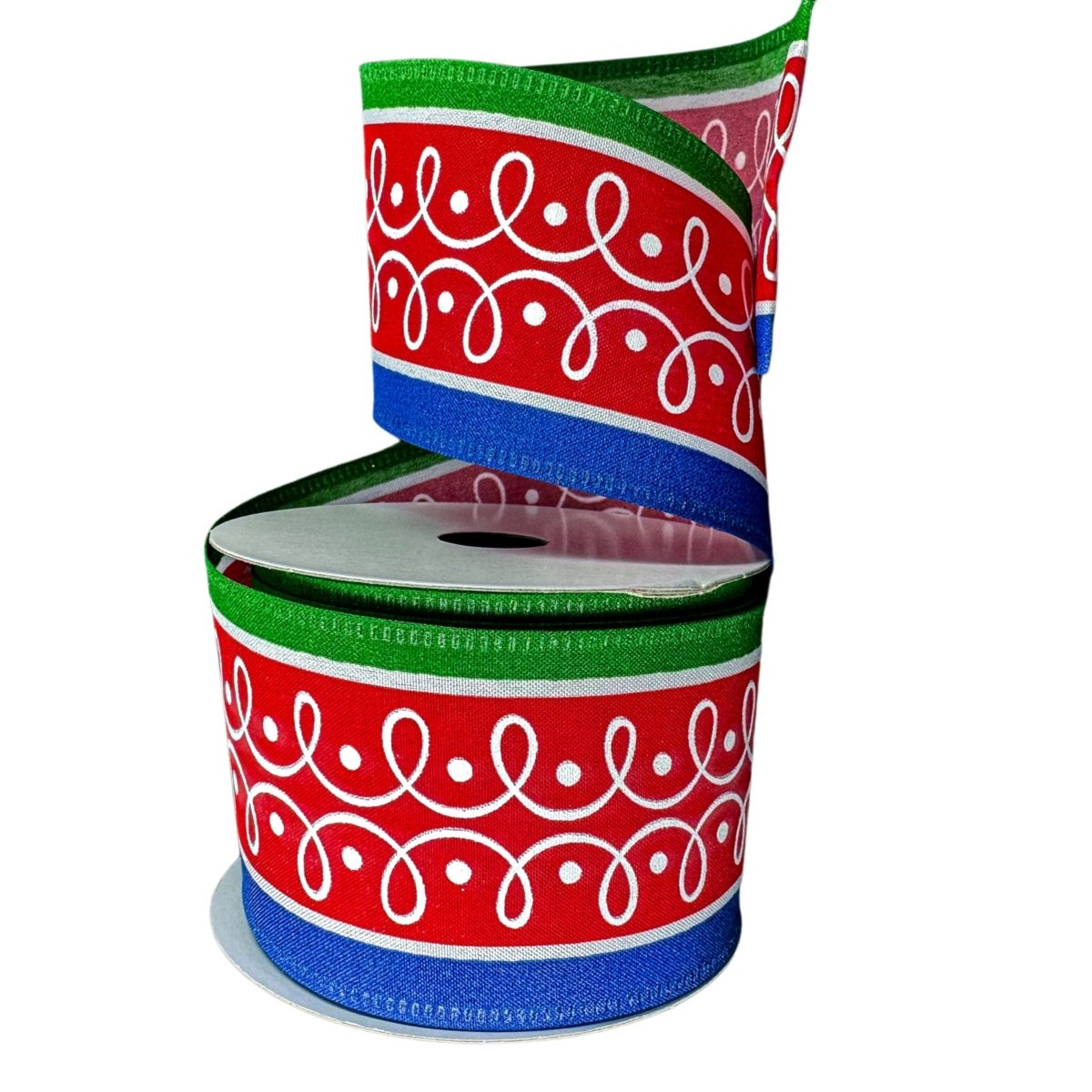 Shop For 2.5" Loop Patterns Ribbon: Red & Green (10 Yards)