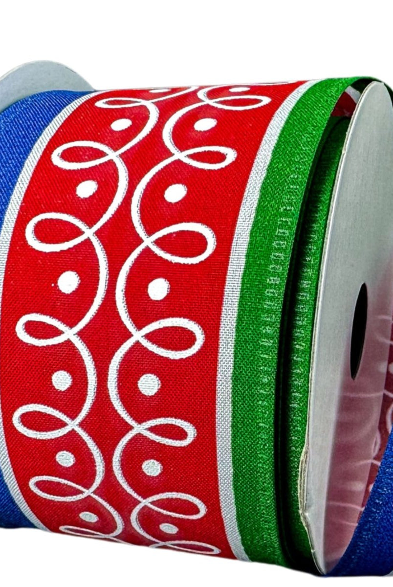 Shop For 2.5" Loop Patterns Ribbon: Red & Green (10 Yards)