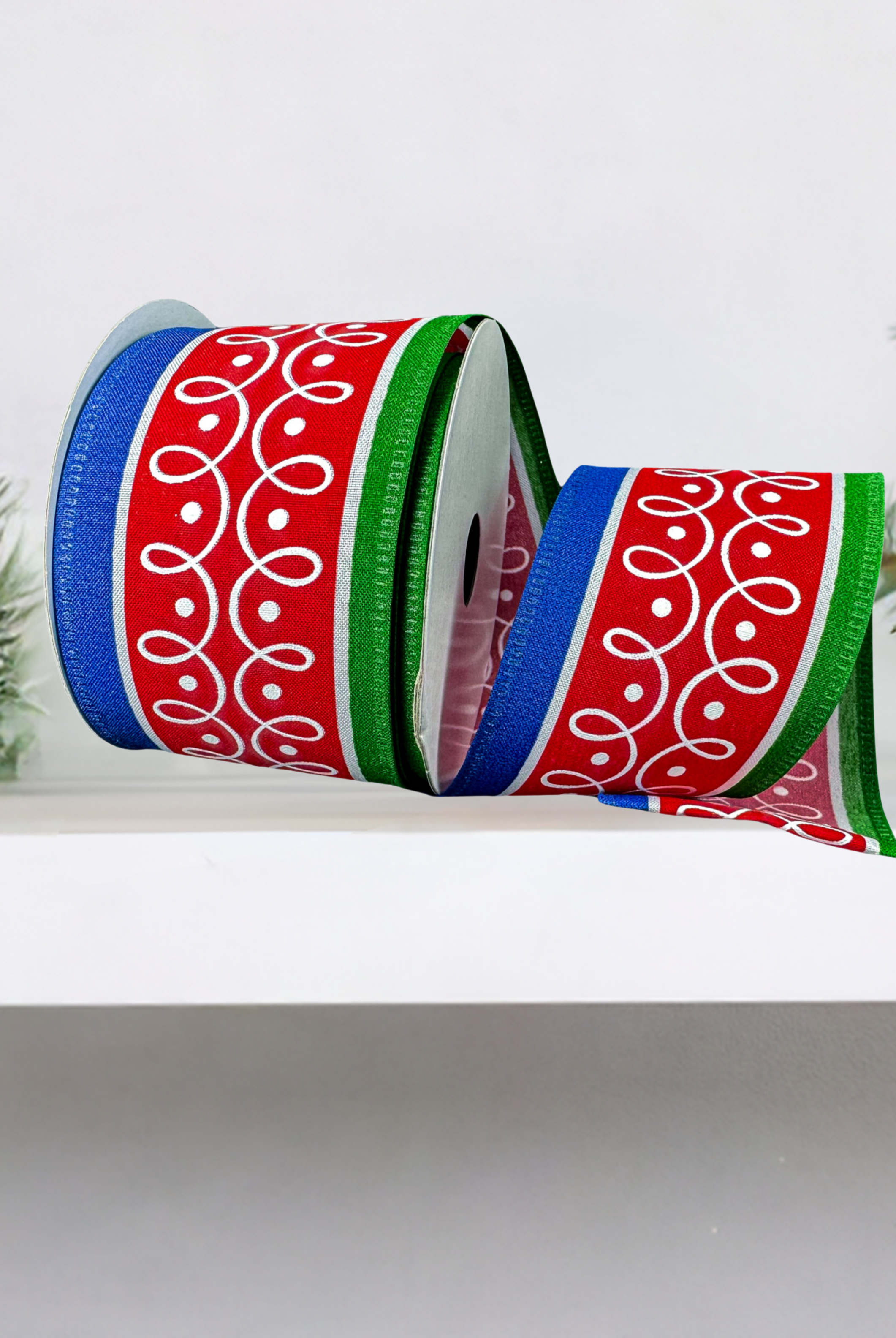 Shop For 2.5" Loop Patterns Ribbon: Red & Green (10 Yards)