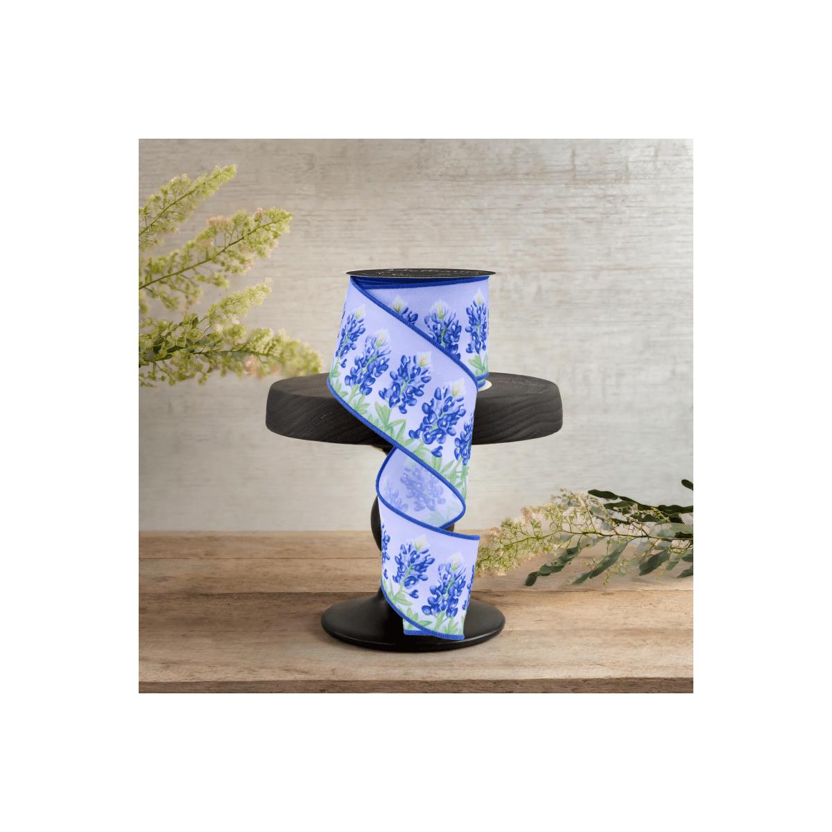 Shop For 2.5" LS Bluebonnets Ribbon: White (10 Yards)