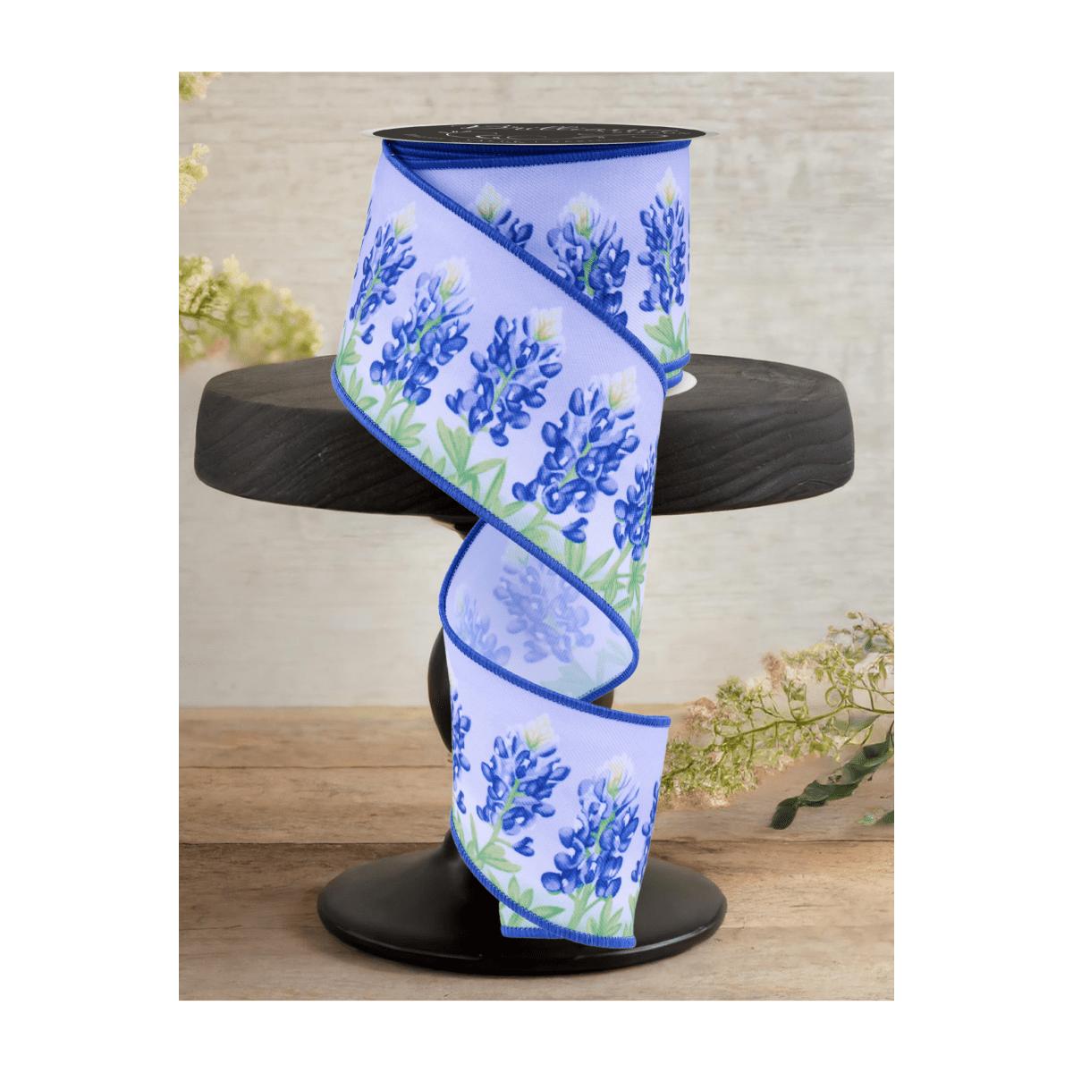 Shop For 2.5" LS Bluebonnets Ribbon: White (10 Yards)