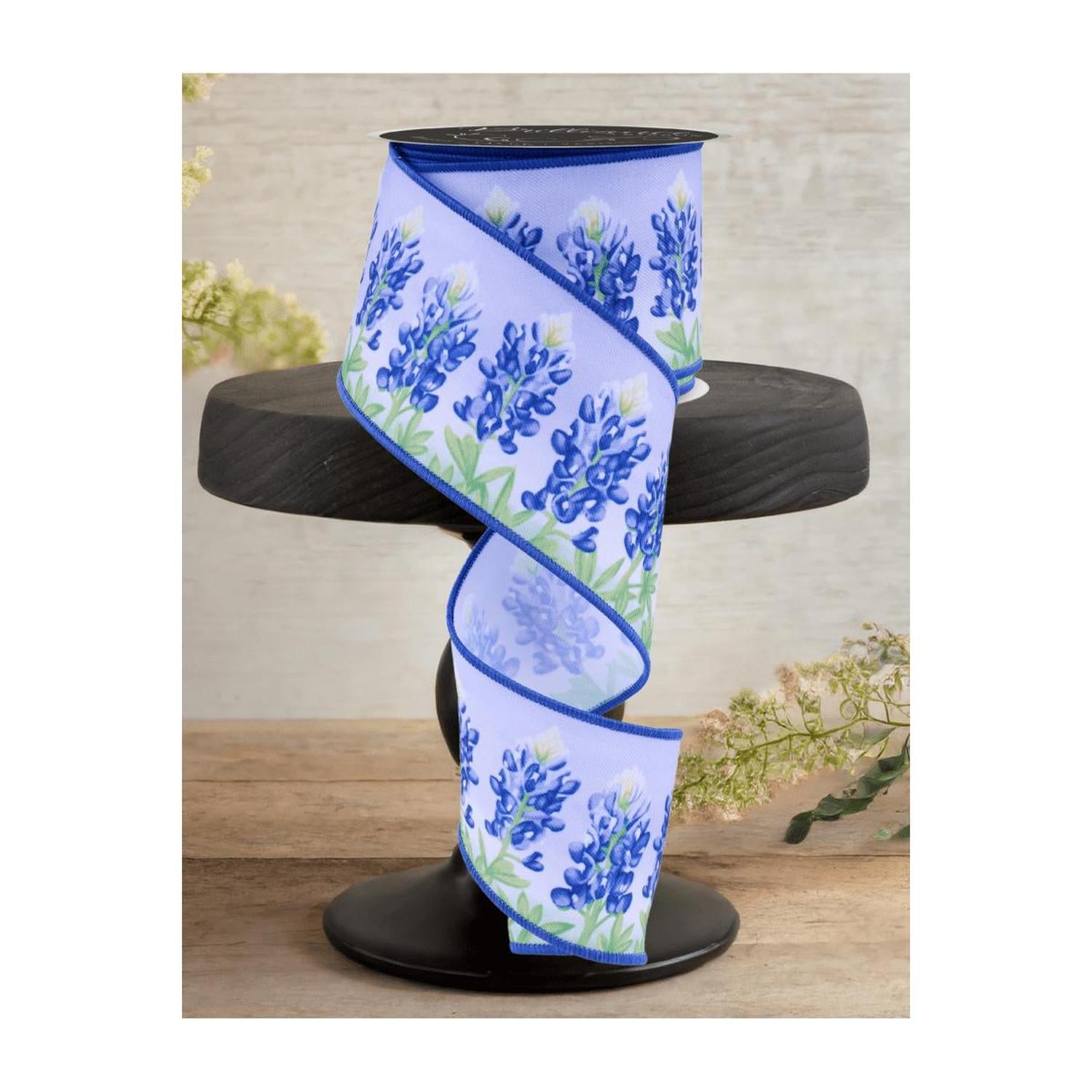 Shop For 2.5" LS Bluebonnets Ribbon: White (10 Yards)