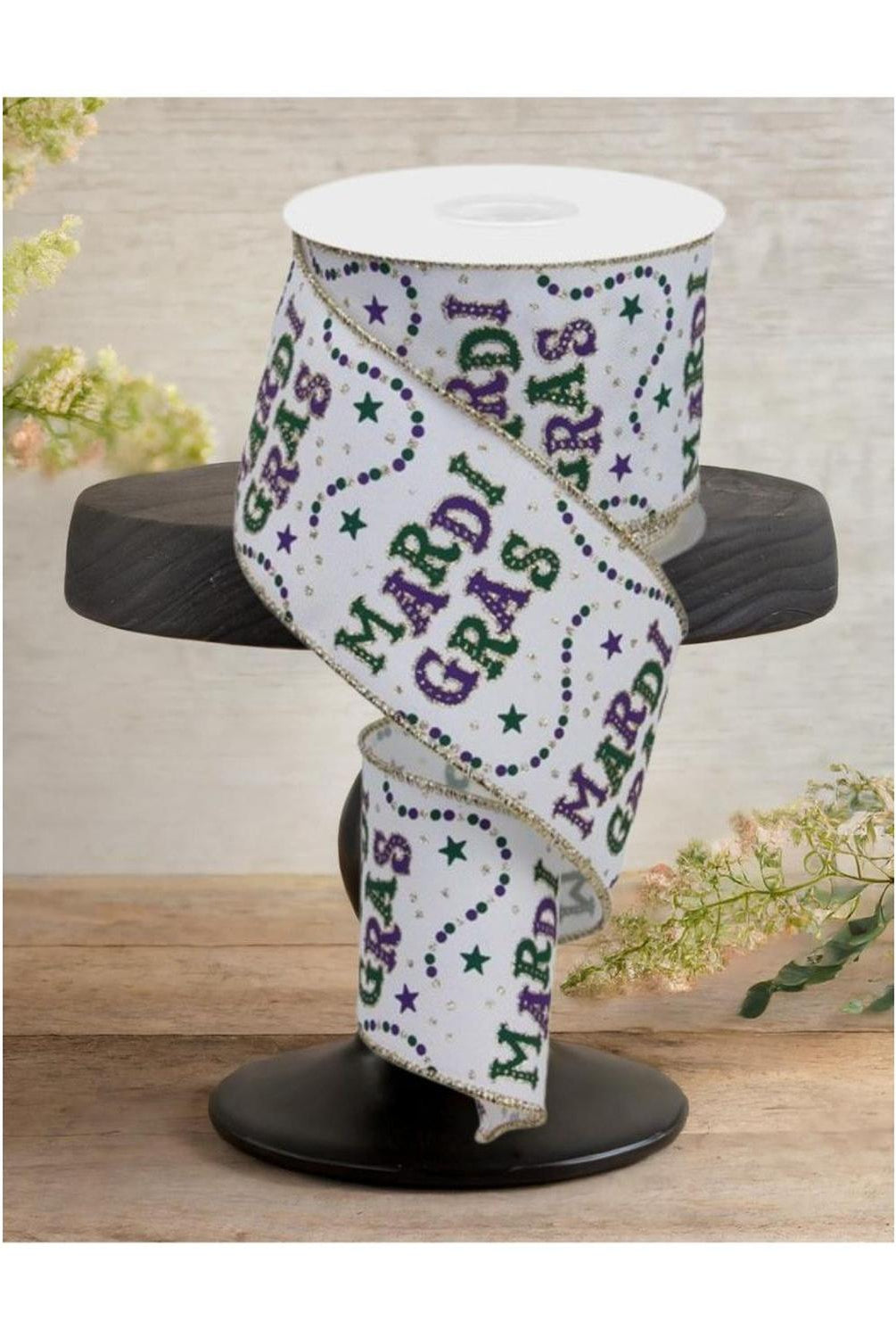 Shop For 2.5" Mardi Gras Beads Ribbon: White (10 Yards)