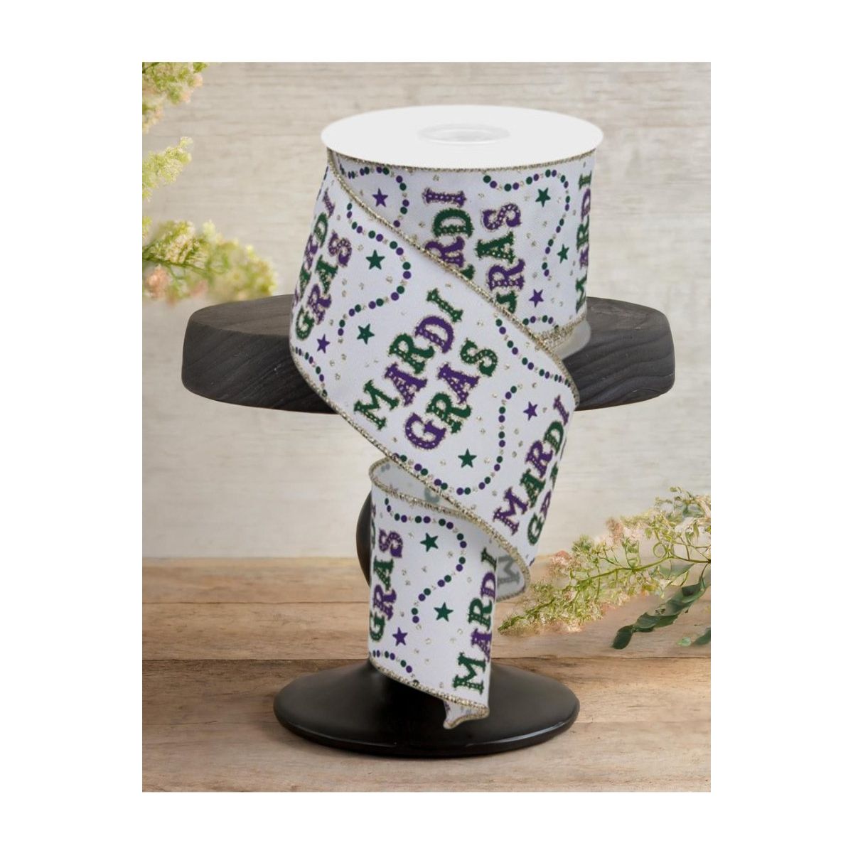 Shop For 2.5" Mardi Gras Beads Ribbon: White (10 Yards)