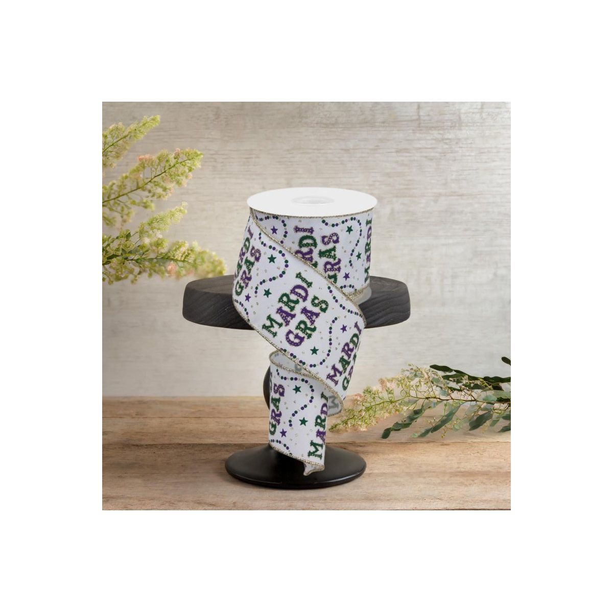 Shop For 2.5" Mardi Gras Beads Ribbon: White (10 Yards)