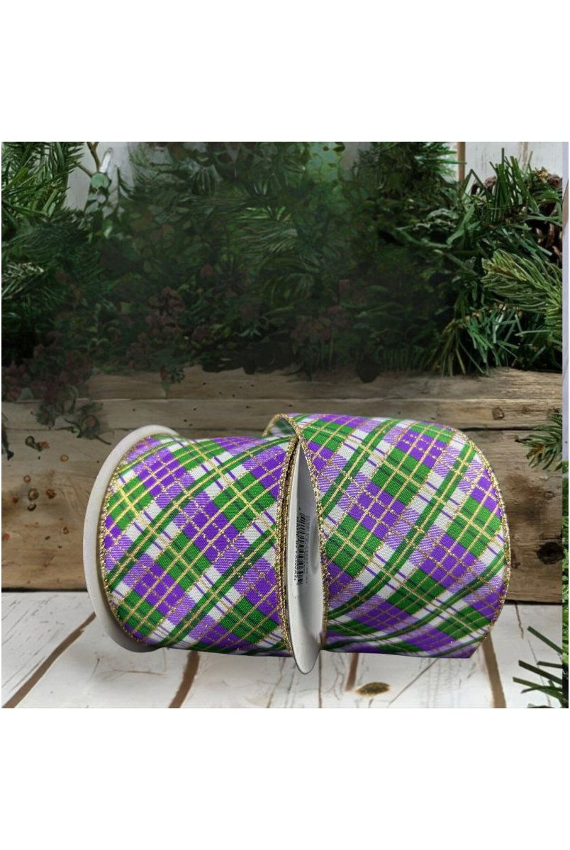 Shop For 2.5" Mardi Gras Plaid Ribbon: Purple, Gold, Green (10 Yards)