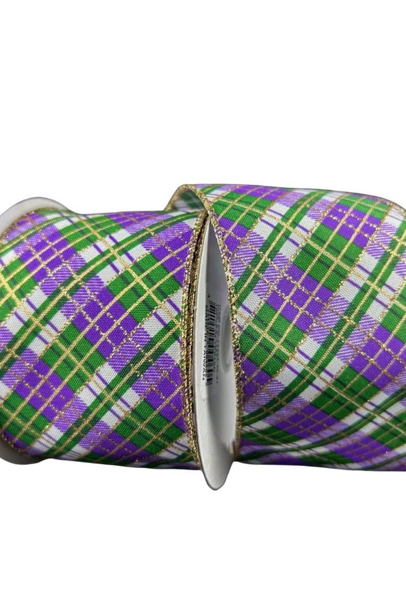 Shop For 2.5" Mardi Gras Plaid Ribbon: Purple, Gold, Green (10 Yards) (Copy) at Michelle's aDOORable Creations