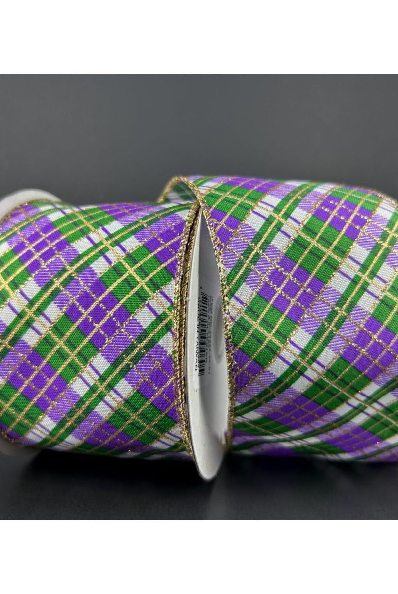 Shop For 2.5" Mardi Gras Plaid Ribbon: Purple, Gold, Green (10 Yards) (Copy) at Michelle's aDOORable Creations