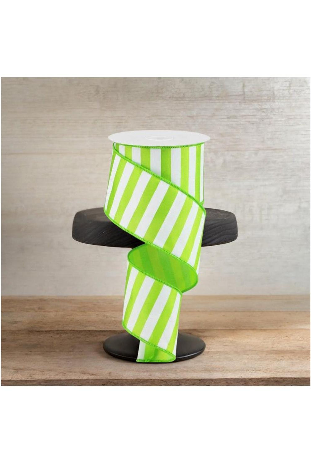 Shop For 2.5" Medium Horizontal Stripe Ribbon: Lime Green & White (10 Yards)