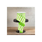 Shop For 2.5" Medium Horizontal Stripe Ribbon: Lime Green & White (10 Yards)
