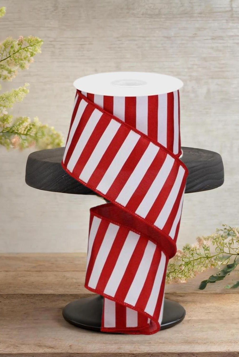 Shop For 2.5" Medium Horizontal Stripe Ribbon: Red & White (10 Yards)