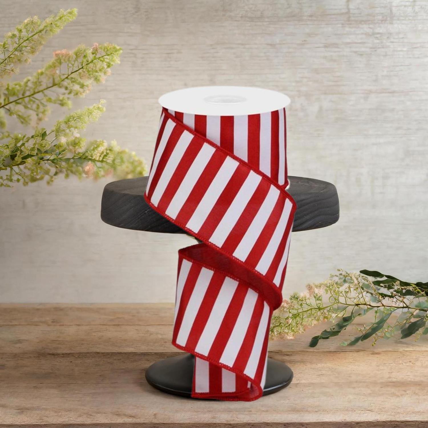 Shop For 2.5" Medium Horizontal Stripe Ribbon: Red & White (10 Yards)