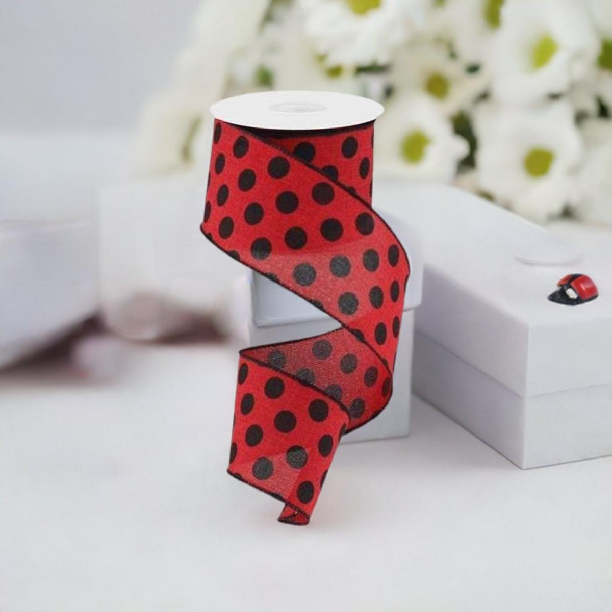 Shop For 2.5" Medium Polka Dots: Red & Black (10 Yards) at Michelle's aDOORable Creations