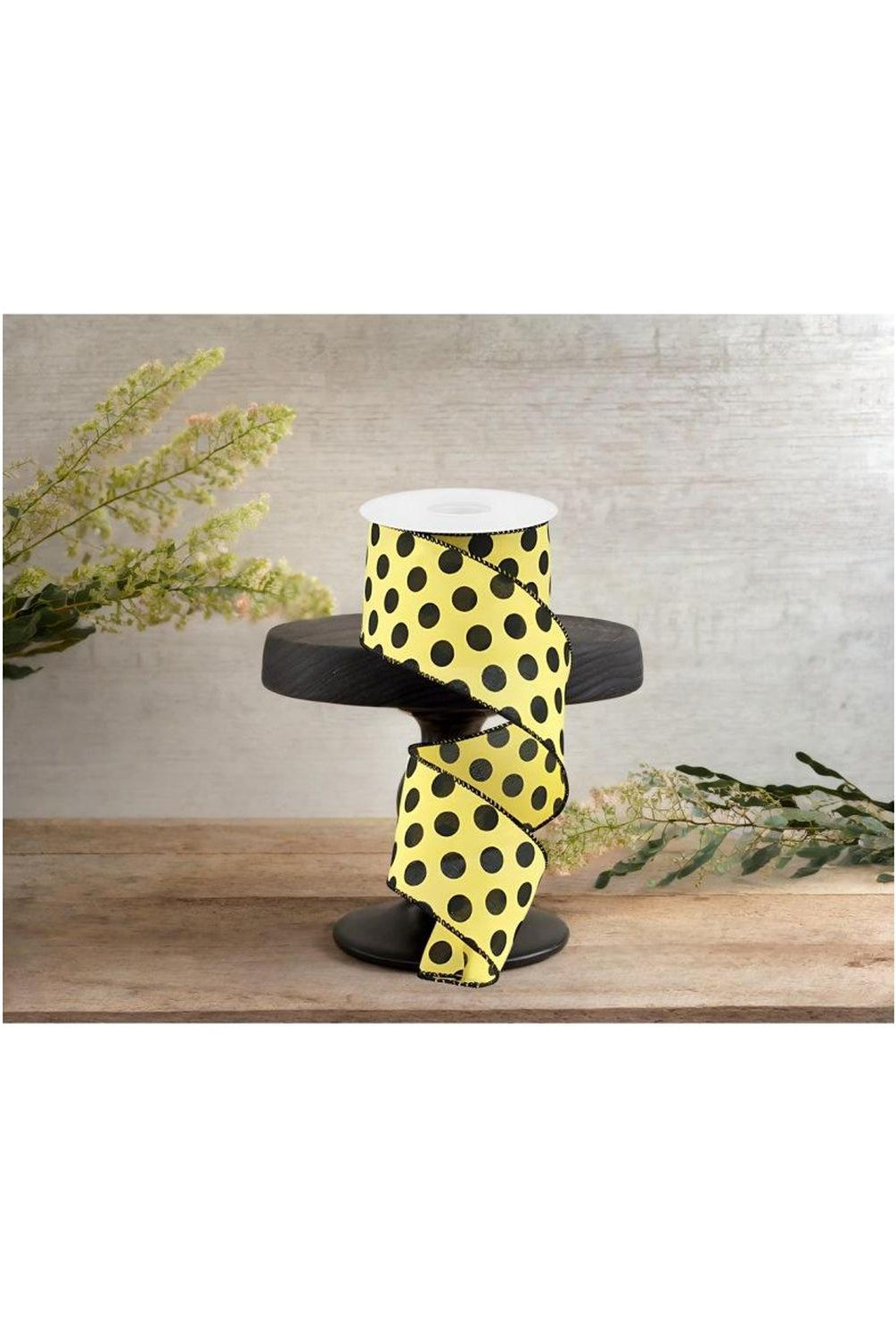 2.5" Medium Polka Dots: Yellow & Black (10 Yards)