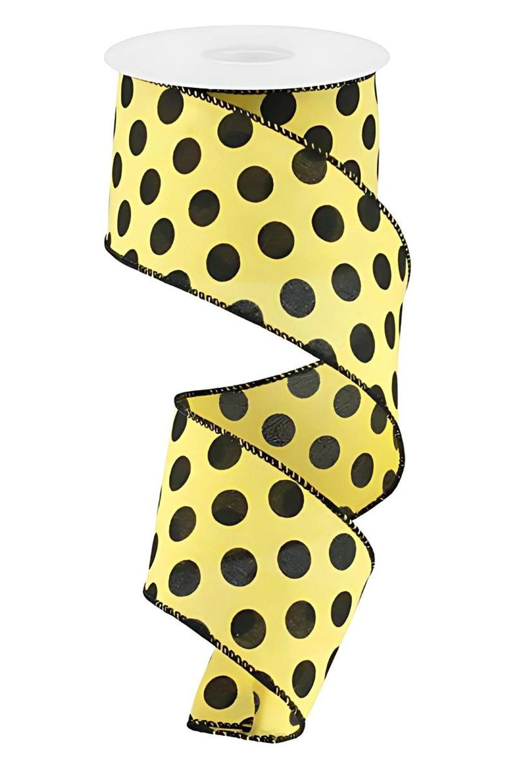 2.5" Medium Polka Dots: Yellow & Black (10 Yards)