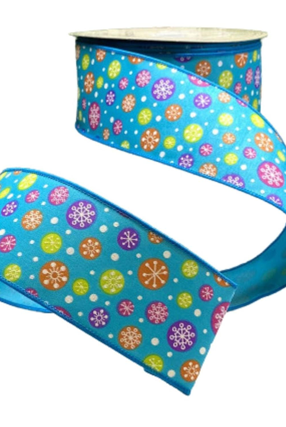 2.5" Merry and Bright Snowflake Ribbon: Blue (25 Yards)
