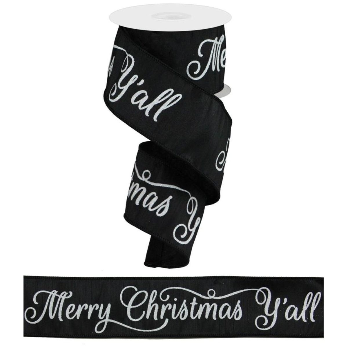 Shop For 2.5" Merry Christmas Yall Ribbon: Black (10 Yards)