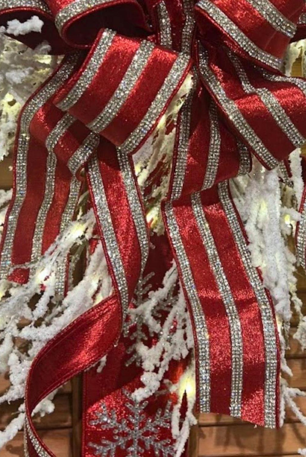 2.5" Metallic Dupion Jewel Stripe Ribbon: Red (5 Yards)