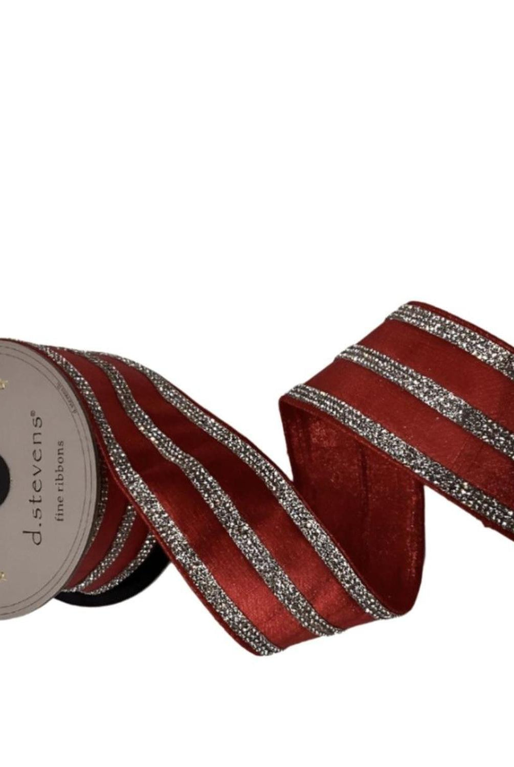 2.5" Metallic Dupion Jewel Stripe Ribbon: Red (5 Yards)