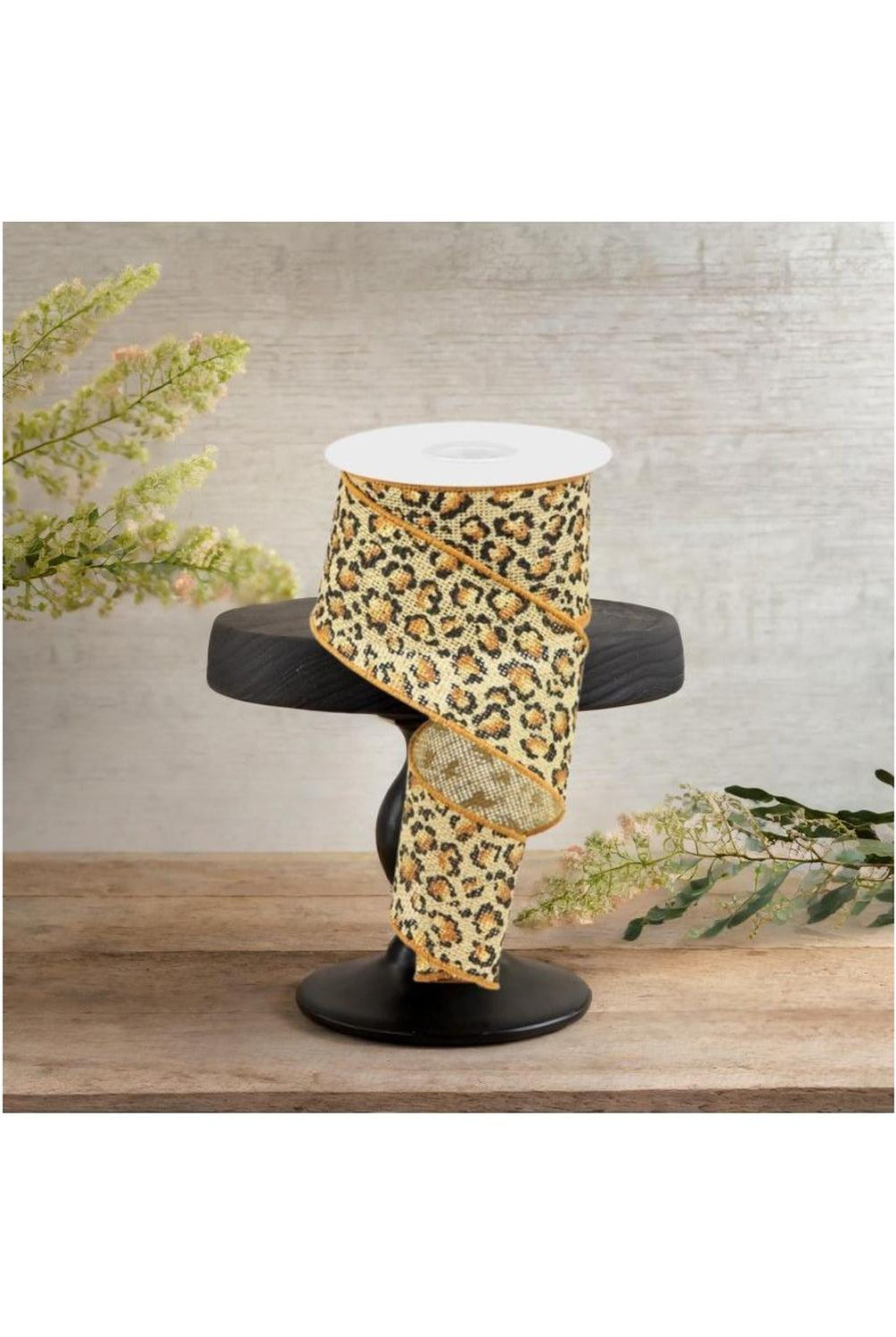 Shop For 2.5" Metallic Leopard Print Burlap Ribbon: Natural (10 Yards)