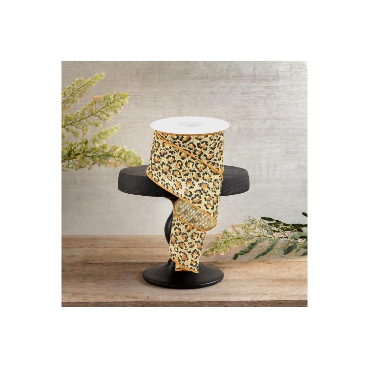 Shop For 2.5" Metallic Leopard Print Burlap Ribbon: Natural (10 Yards)