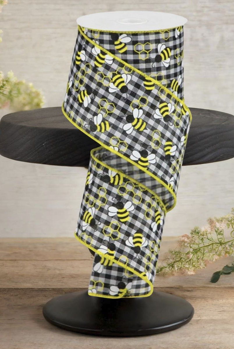 Shop For 2.5" Mini Bumblebees on Royal Ribbon: Gingham Check (10 Yards)