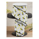 Shop For 2.5" Mini Bumblebees on Royal Ribbon: White (10 Yards)