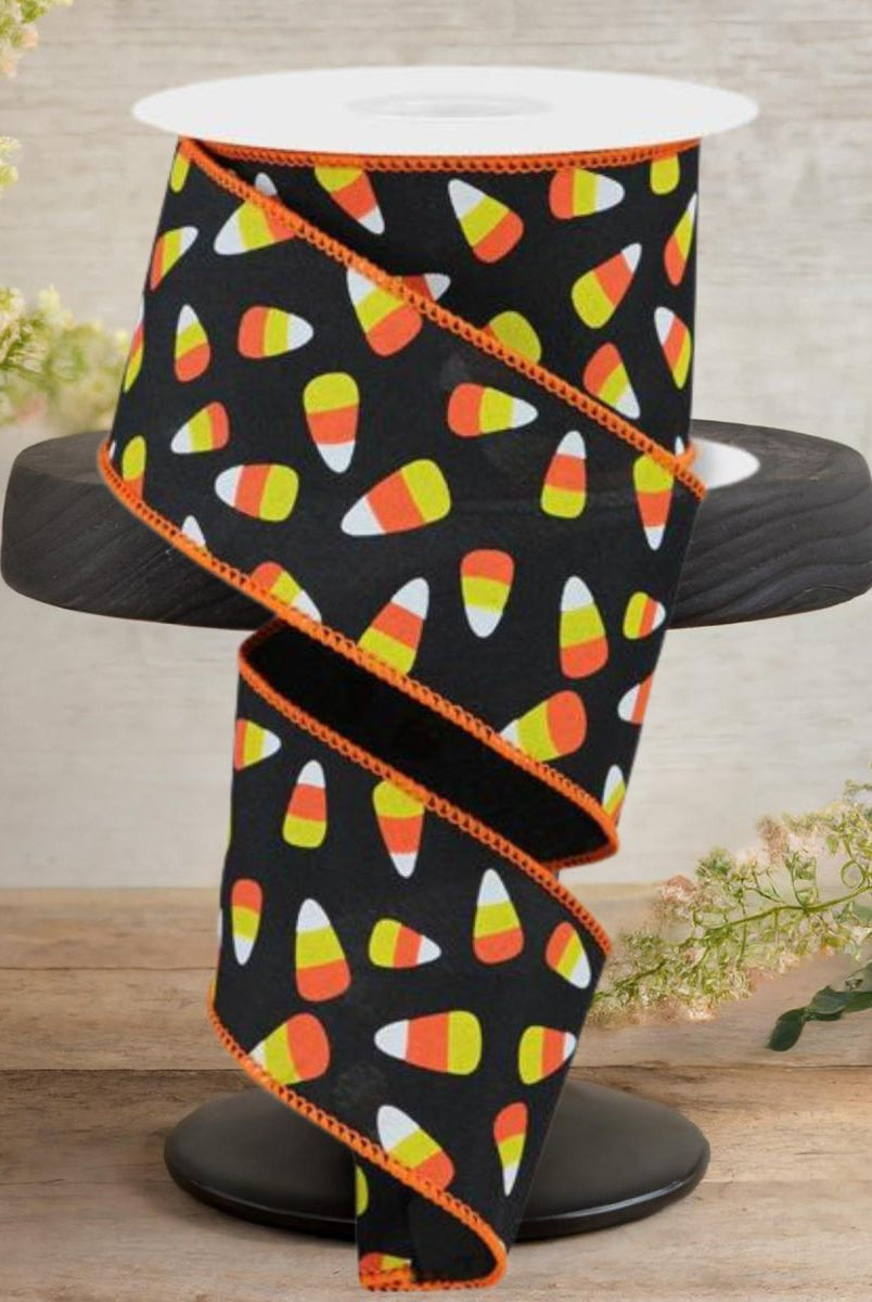 Shop For 2.5" Mini Candy Corn Ribbon: Black (10 Yards)