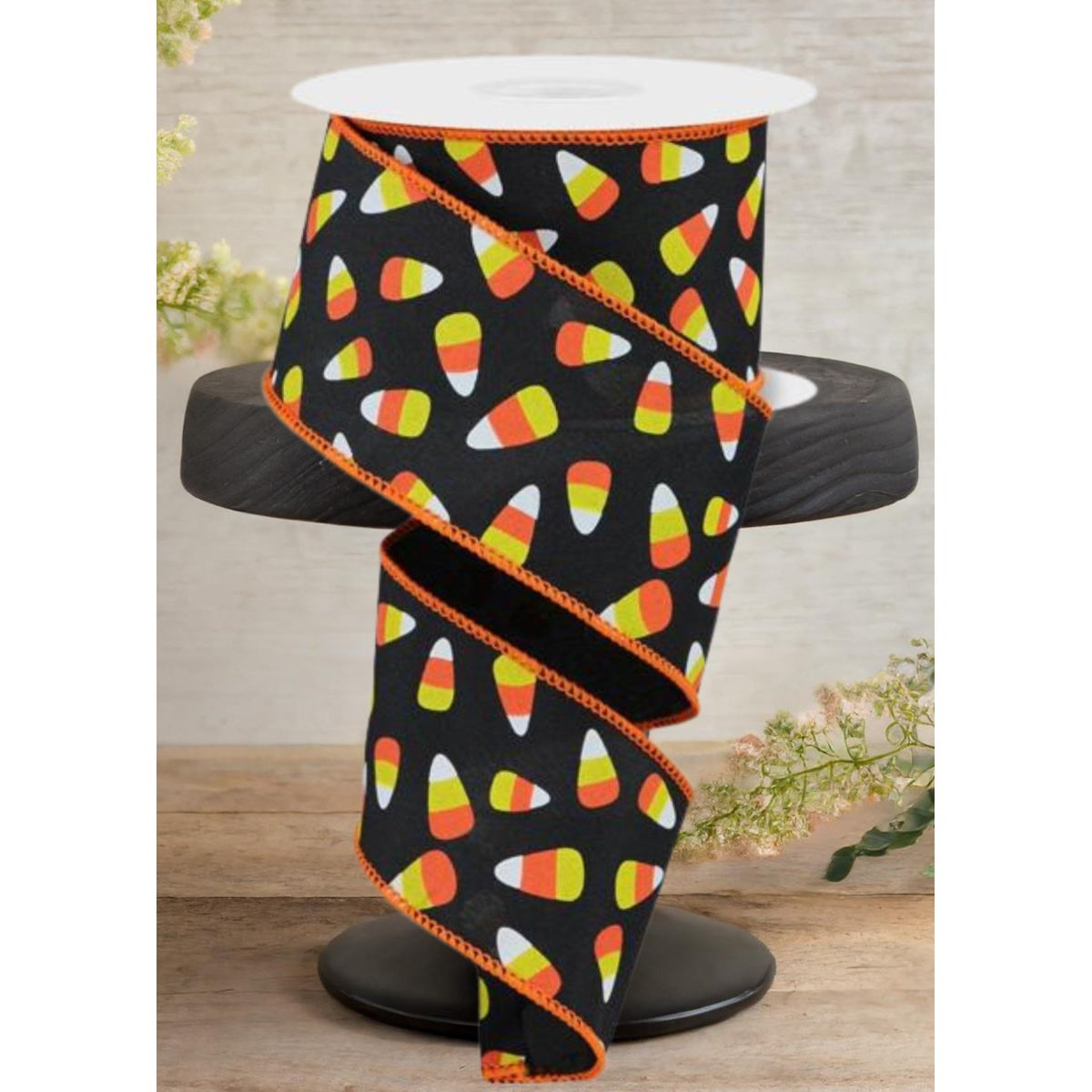 Shop For 2.5" Mini Candy Corn Ribbon: Black (10 Yards)