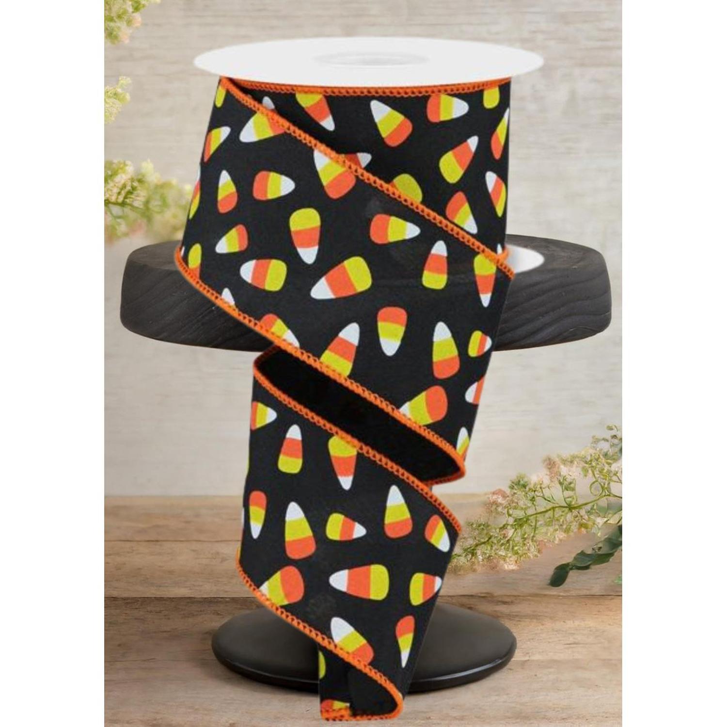 Shop For 2.5" Mini Candy Corn Ribbon: Black (10 Yards)