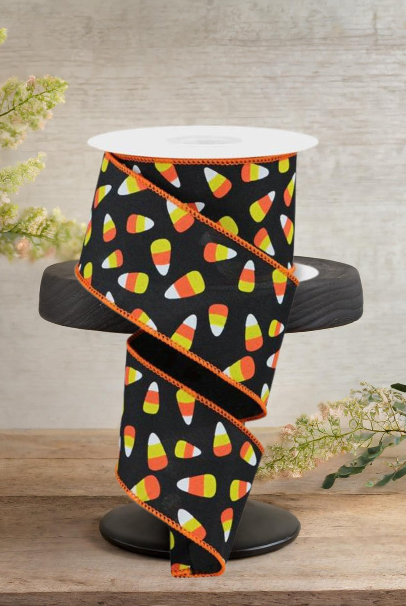 Shop For 2.5" Mini Candy Corn Ribbon: Black (10 Yards)