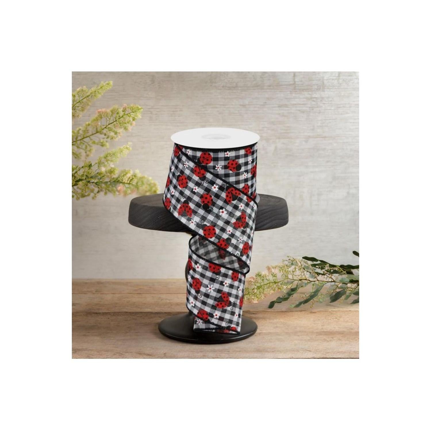 Shop For 2.5" Mini Ladybug on Royal Ribbon: Gingham (10 Yards)
