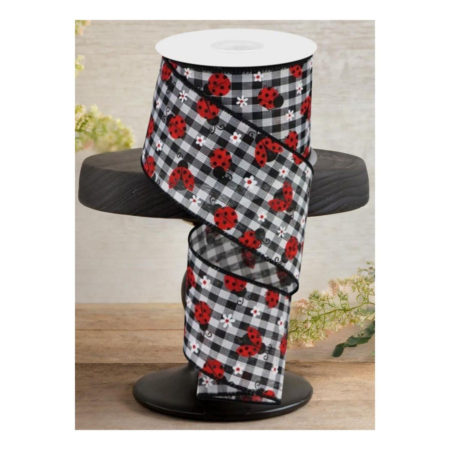 Shop For 2.5" Mini Ladybug on Royal Ribbon: Gingham (10 Yards)
