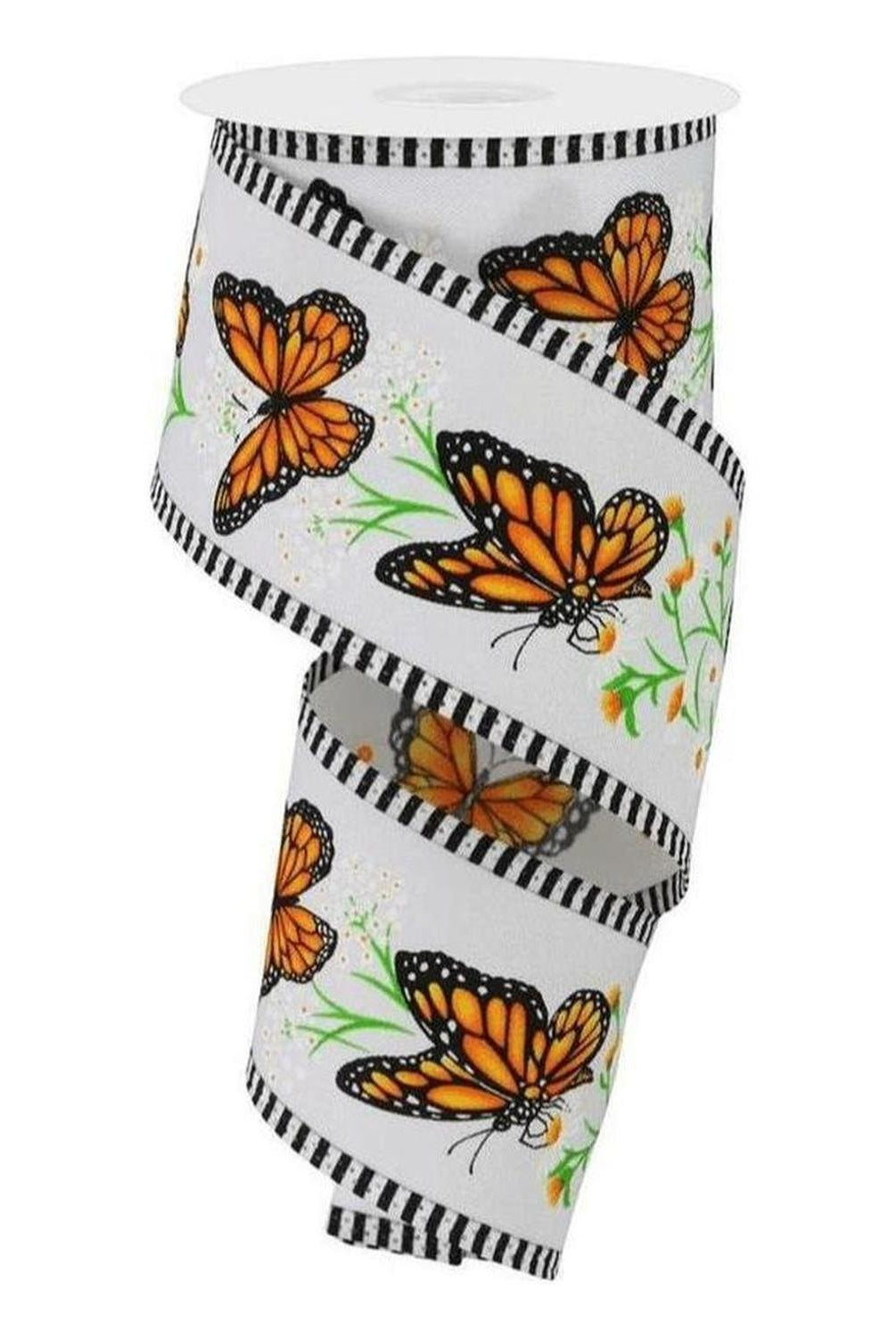 Shop For 2.5" Monarch Stripe Edge Ribbon: White (10 Yards)