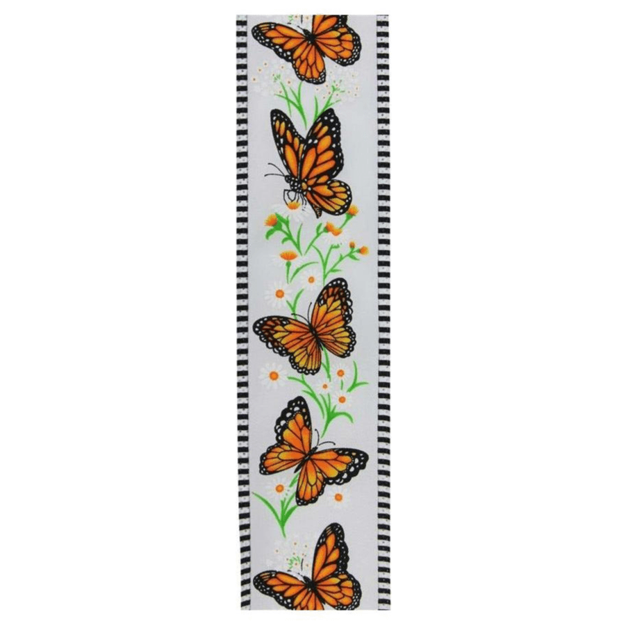 Shop For 2.5" Monarch Stripe Edge Ribbon: White (10 Yards)