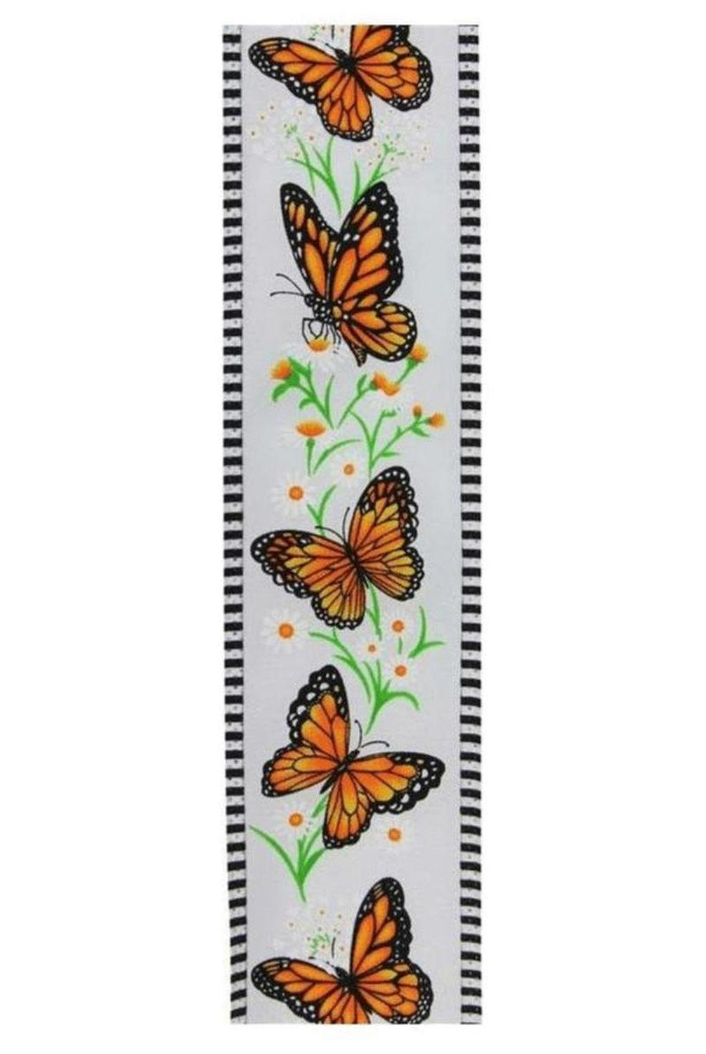 Shop For 2.5" Monarch Stripe Edge Ribbon: White (10 Yards)