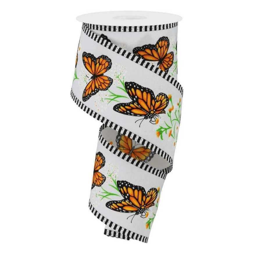 Shop For 2.5" Monarch Stripe Edge Ribbon: White (10 Yards)